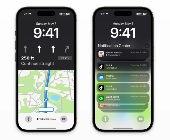 天桥苹果维修服务分享iOS17锁屏地图导航半屏显示长什么样 
